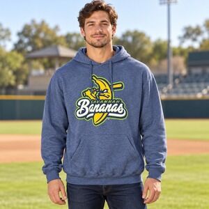 Tultex Savannah Bananas Baseball Hoodie Blue Large Graphic Sweatshirt 320